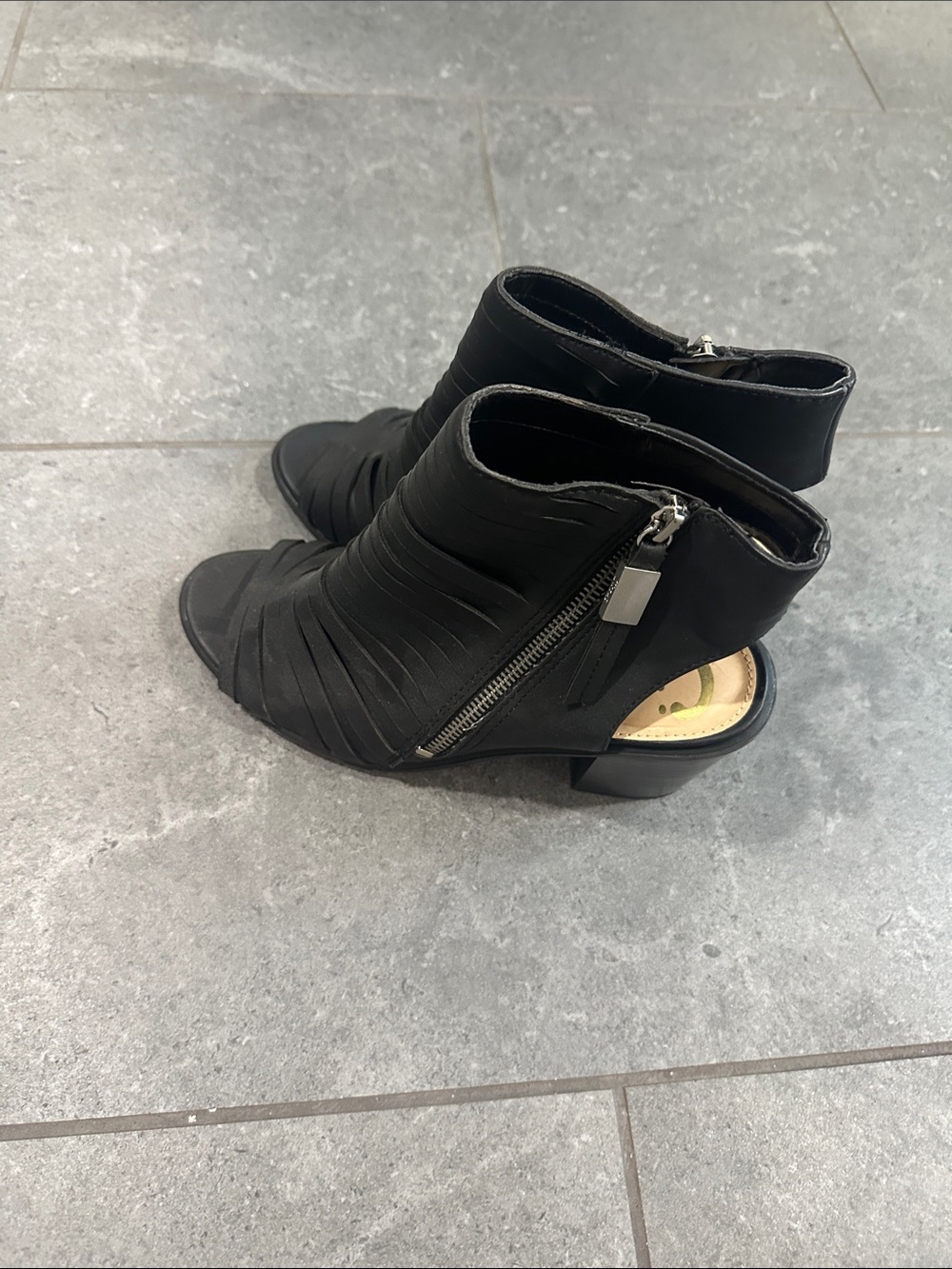 Circus by Sam Edelman Black Ruched Peep-Toe Zip Mules